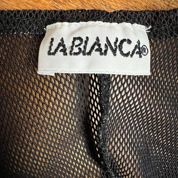 La Blanca Swim Coverup Womens Large Black Mesh Netting Sleeveless Mini Sheer L - Picture 8 of 8